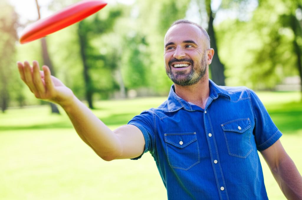 Man looking confident and energetic, perhaps smiling or engaging in an activity he enjoys, representing restored vitality.